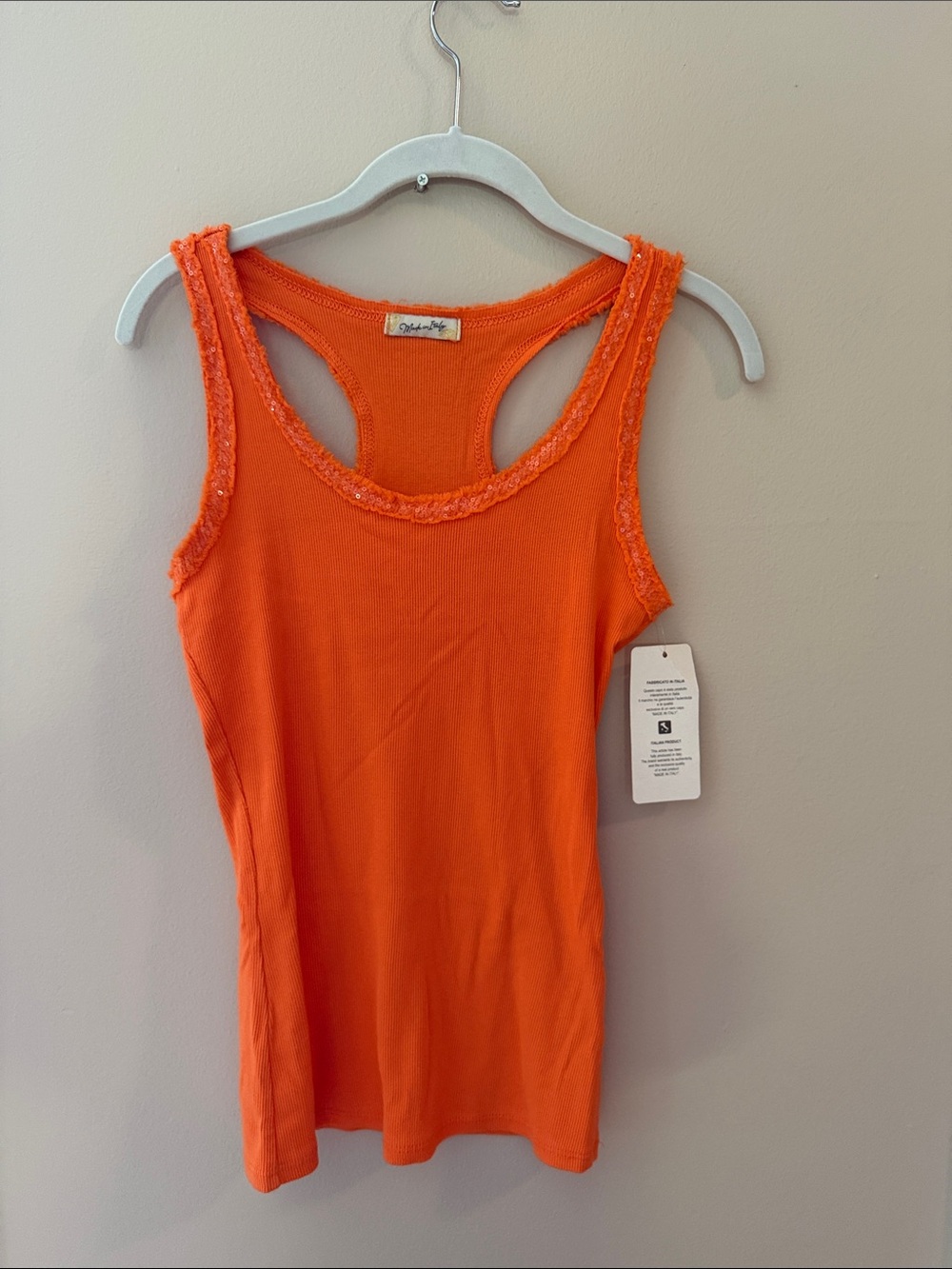 Women's Lace-Trim Racerback Tank Top - Orange